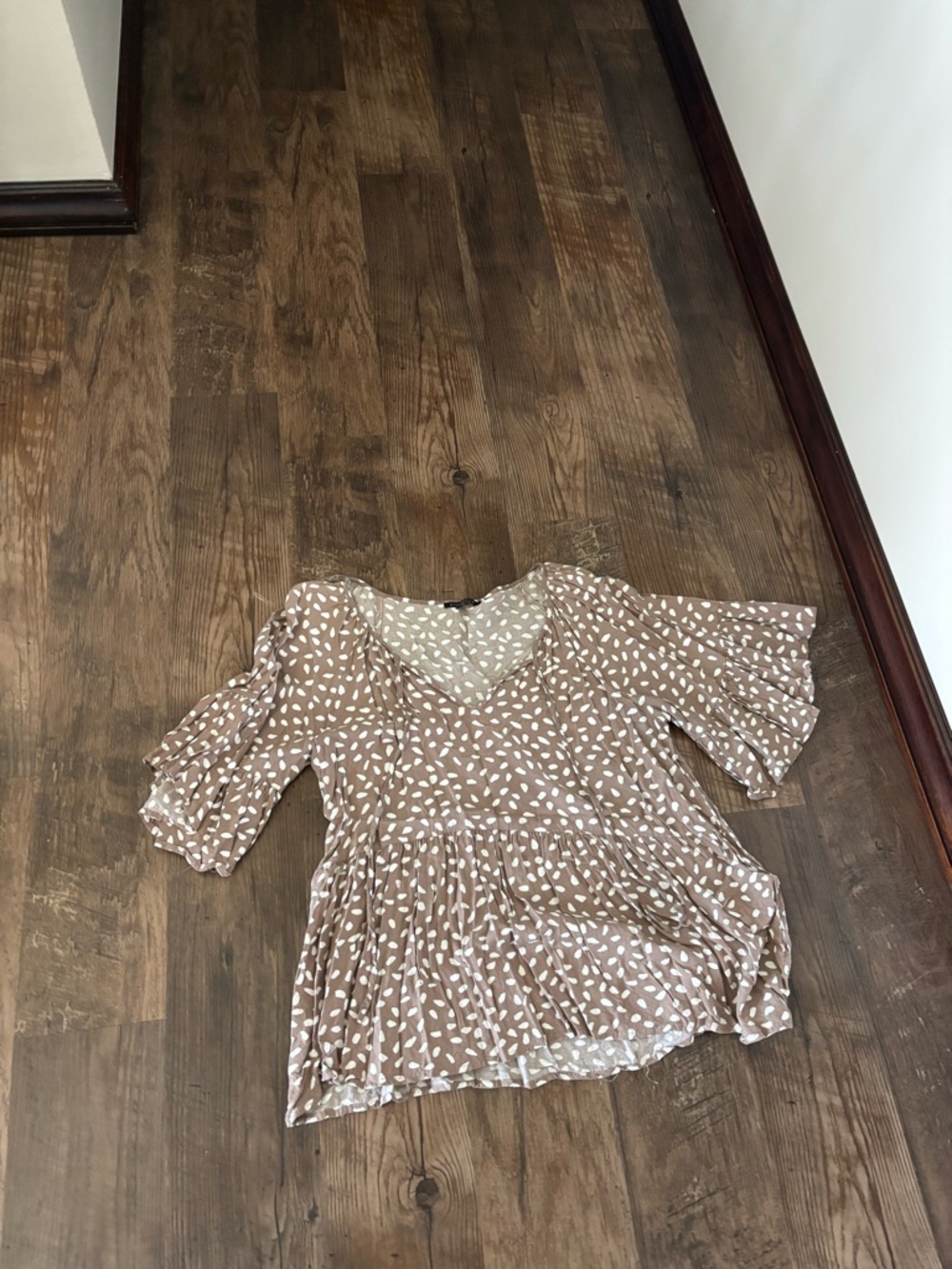 Staccato Taupe and White Dot Peplum Tunic